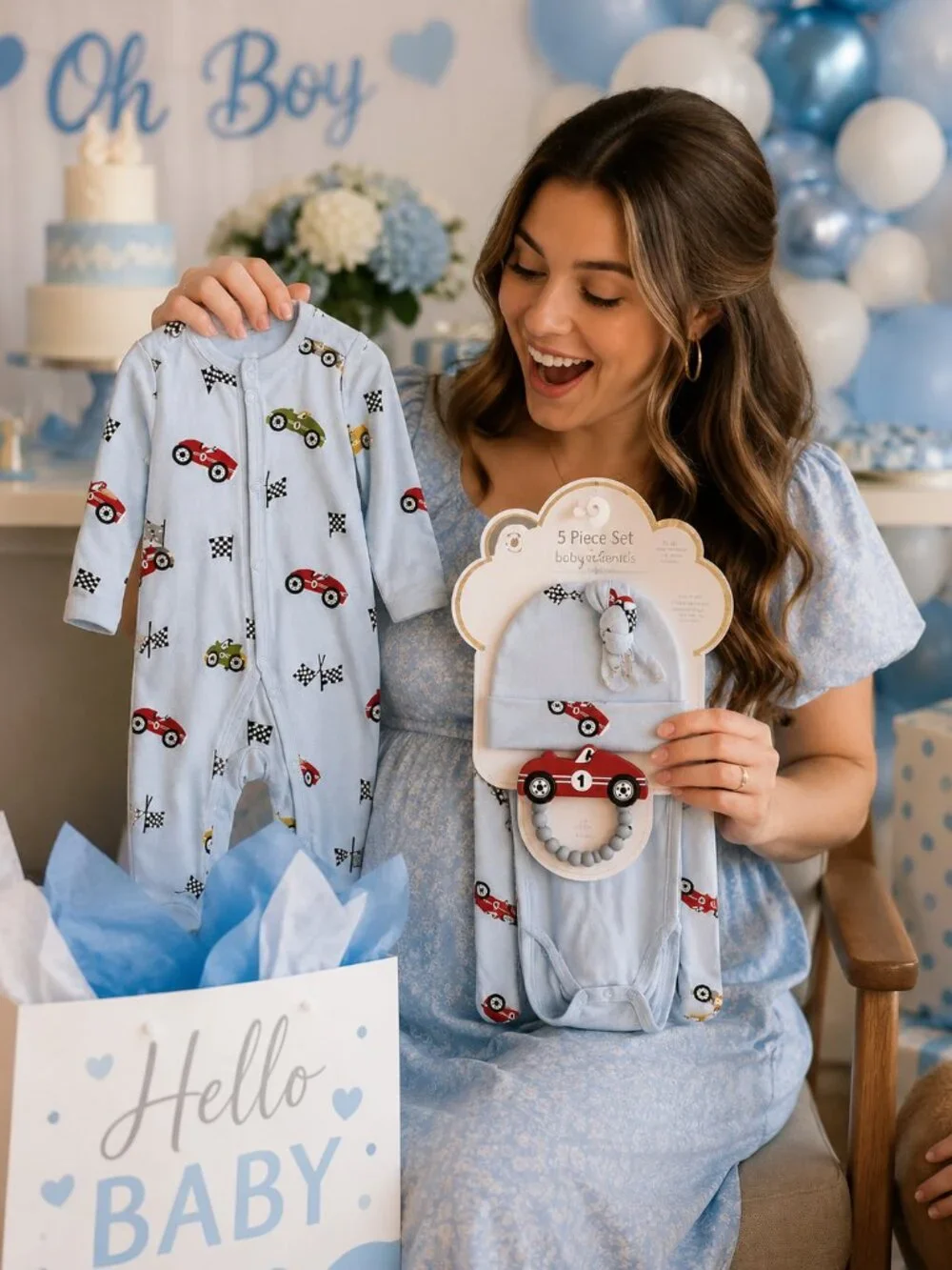 NWT Baby Essentials 5 Piece Baby Boy Gift Set | Bamboo Viscose | Onesie, Sleeper